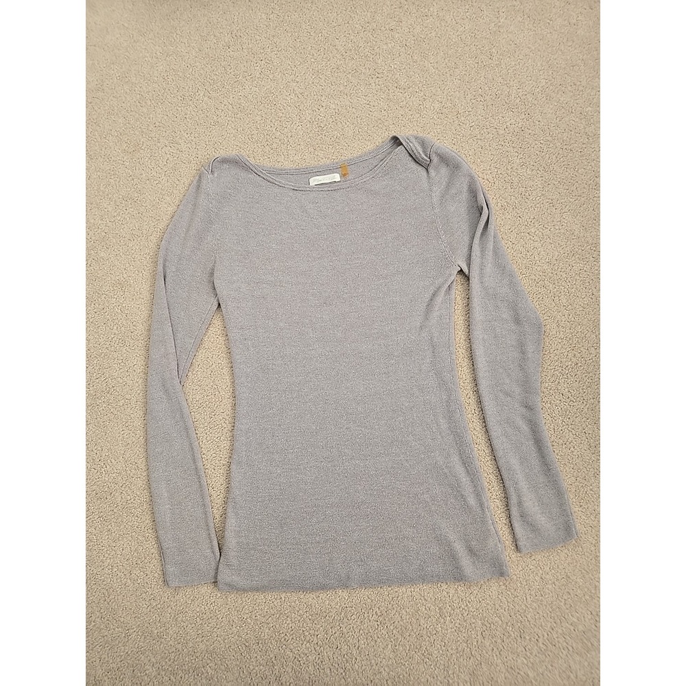 Martin + Osa Womens Lightweight Knit Long Sleeve Top Gray Sz L Merino Wool Modal